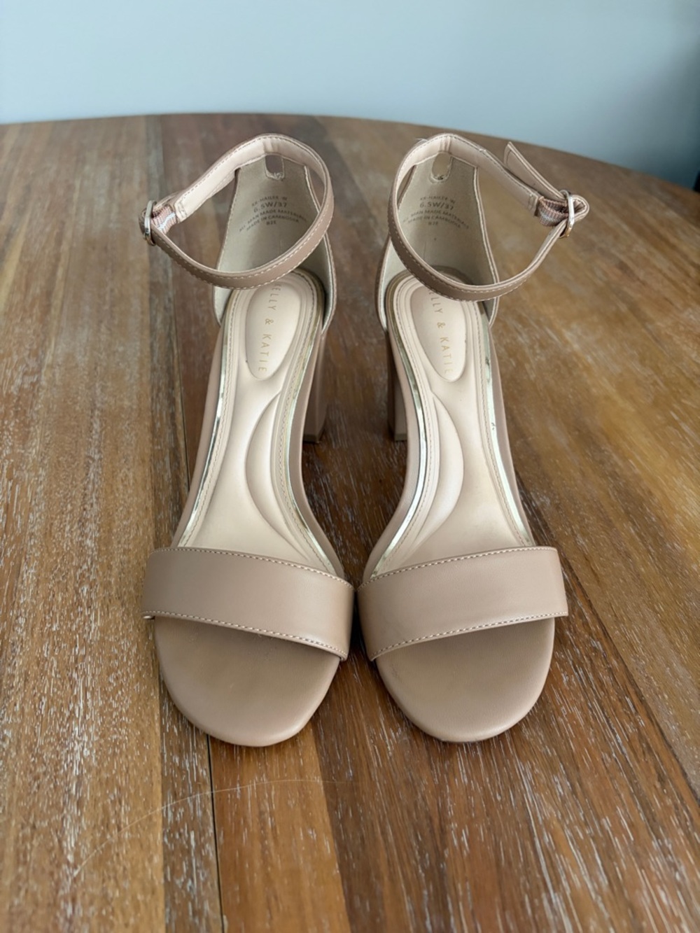 Kelly & Katie Blush Nude Ankle-Strap Block Heels - Picture 3 of 6